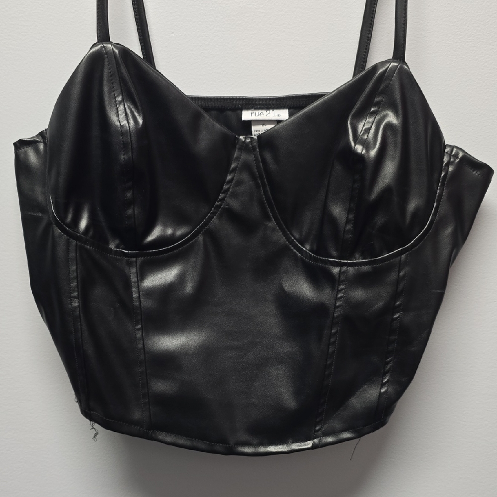 Rue21 Black Faux Leather Crop Top